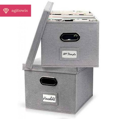 【Agitowis】Set of 2 Collapsible Linen File Organizers: Effortless File Folder Storage Solution