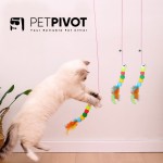 Pet Interactive Movement Toys with Suction Cup Retractable Catnip Felt Teaser mouse Toy for indoor Cats Hangable on Door