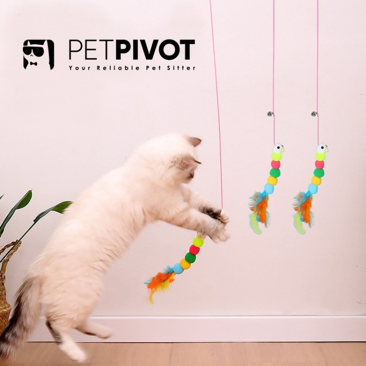 Pet Interactive Movement Toys with Suction Cup Retractable Catnip Felt Teaser mouse Toy for indoor Cats Hangable on Door