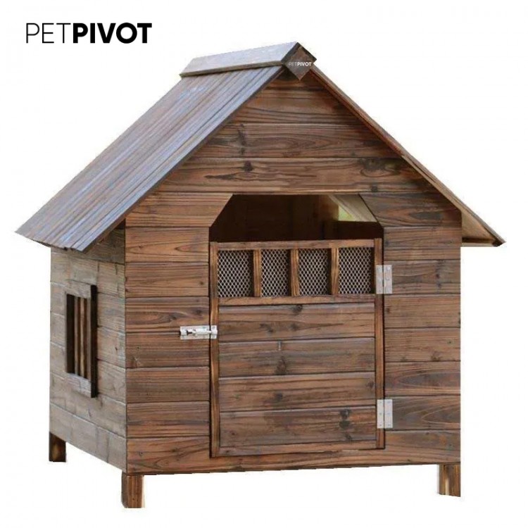 Outdoor wooden large pet house anti-corrosion shade carbonized wood dog house waterproof and easy to clean pet house