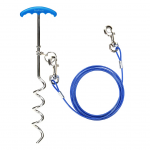 Dog Stake Tie Out Cable and Reflective Stake 16 ft Outdoor, Yard and Camping, for Medium to Large Dogs Up to 125 lbs